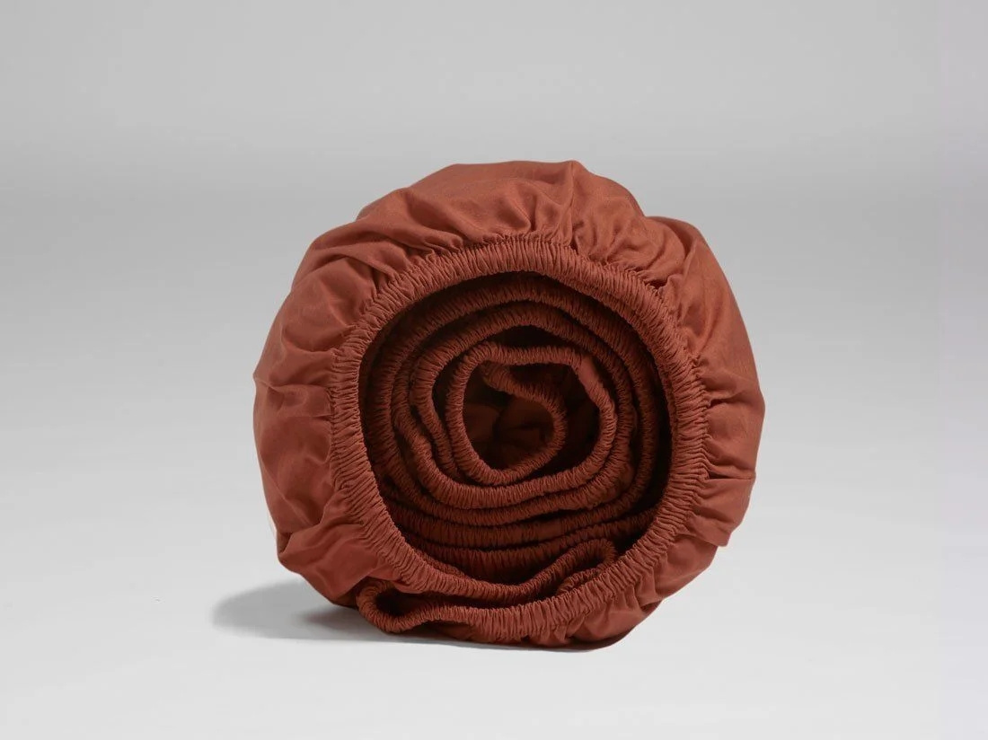 Hoeslaken percal katoen rusty red