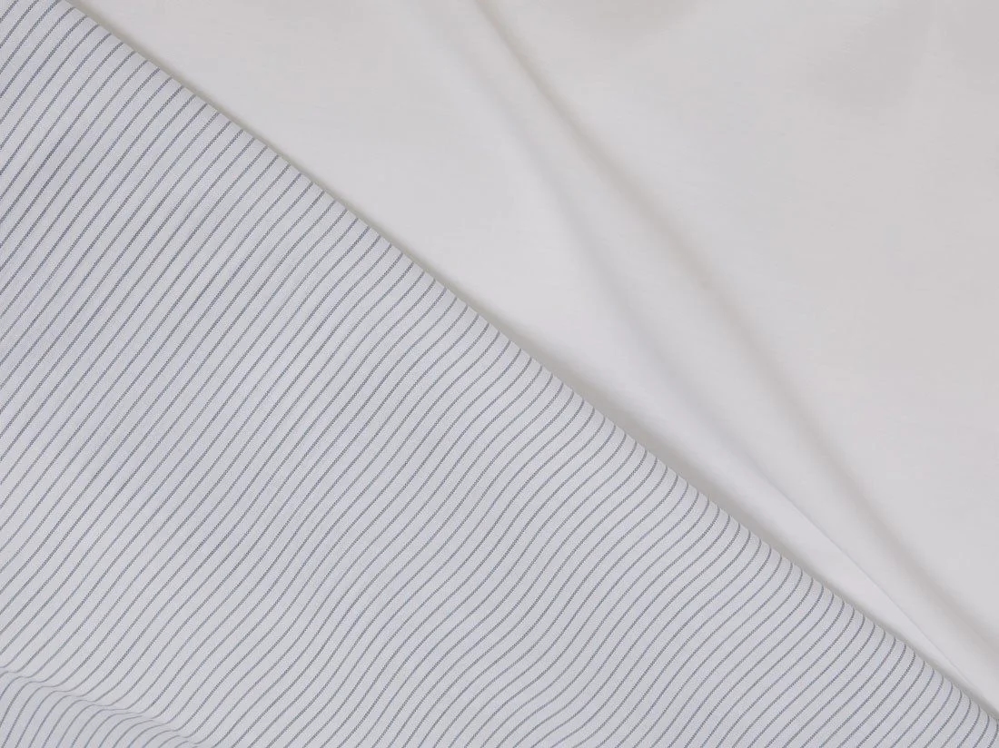 Kussensloop katoen TENCEL™ double face white stripe/pure white