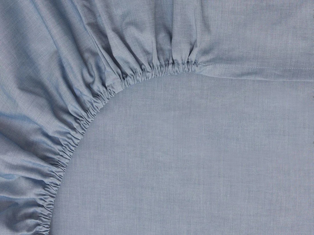 Hoeslaken katoen TENCEL™ blue chambray