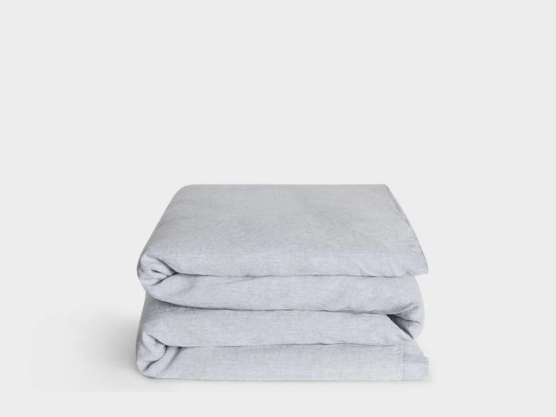 Kinderdekbedovertrek gewassen linnen blue chambray 100x135