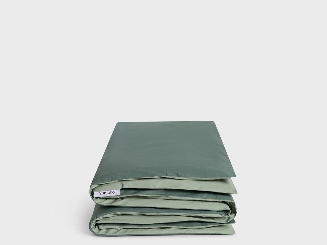 Kinderdekbedovertrek percal katoen double face jade/forest green 100x135
