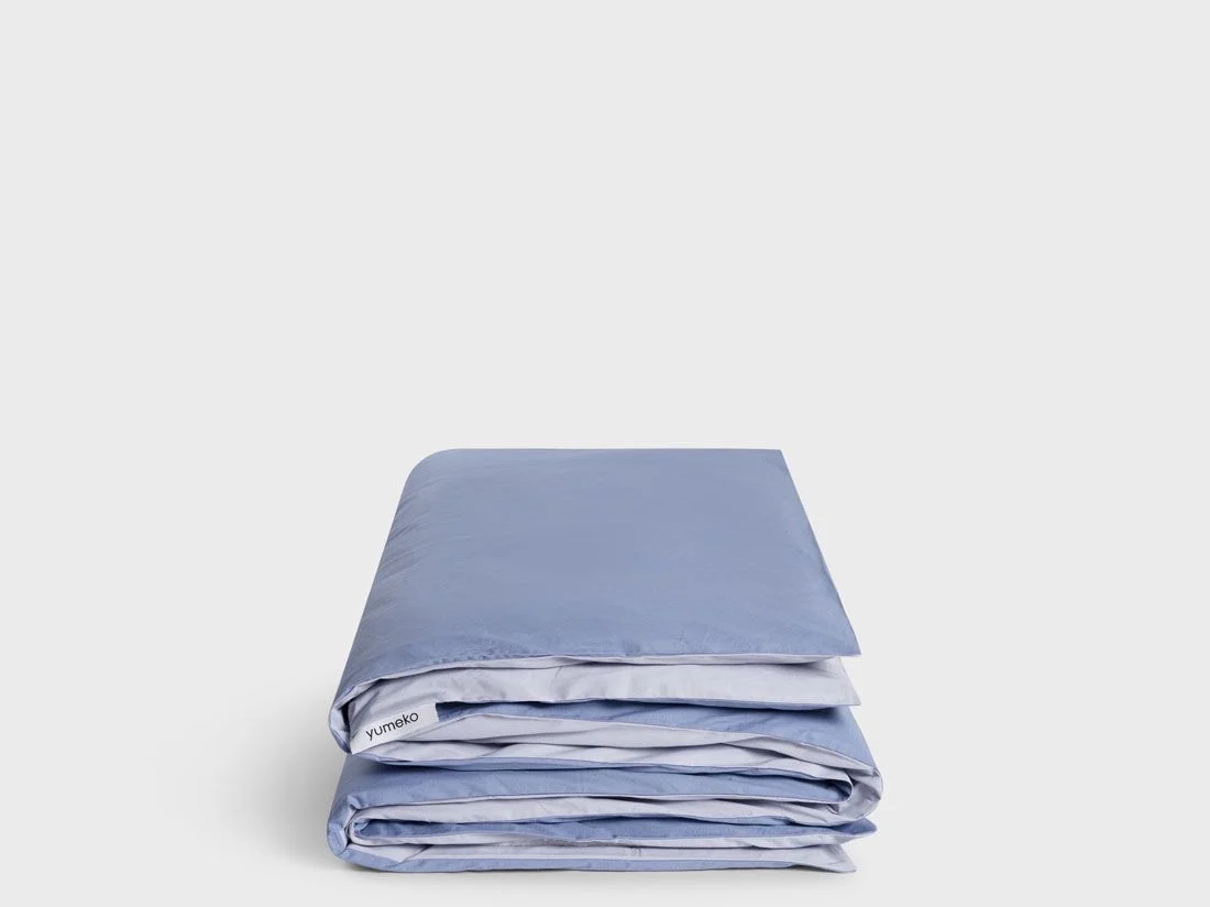 Kinderdekbedovertrek percal katoen double face lavender/serene blue 120x150