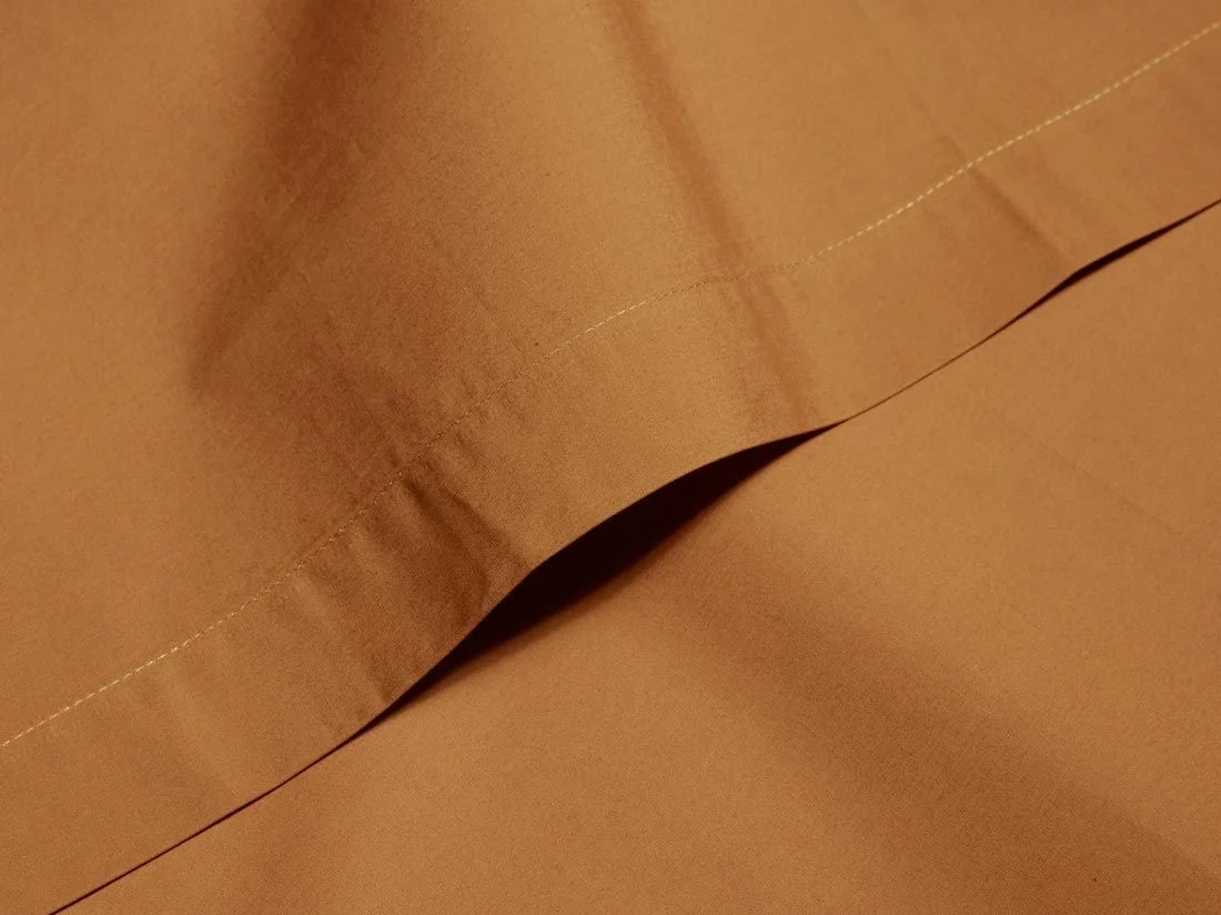 Kinderlaken percal katoen ochre yellow