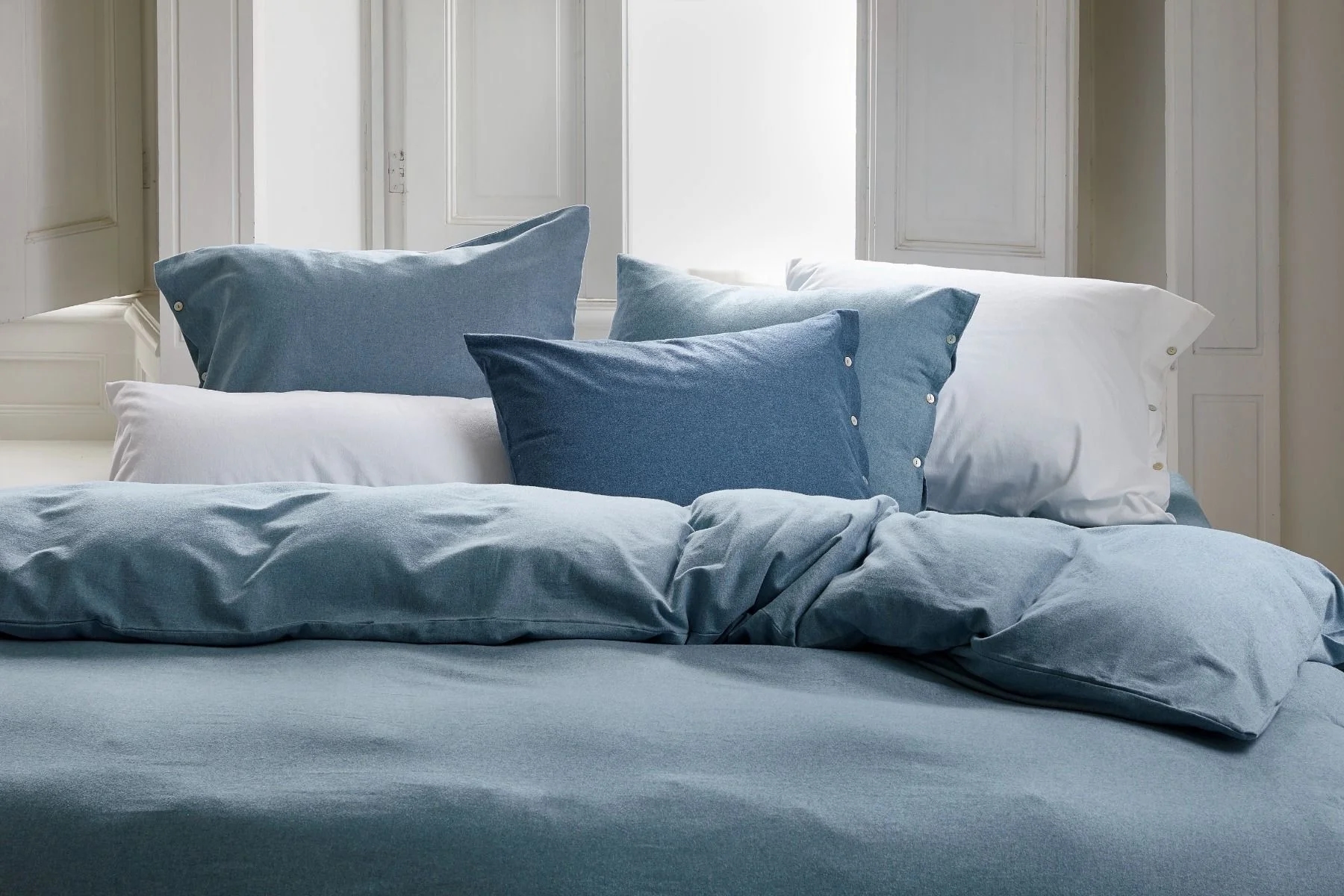 Dekbedovertrek flanel light blue 140x220 + 1/60x70