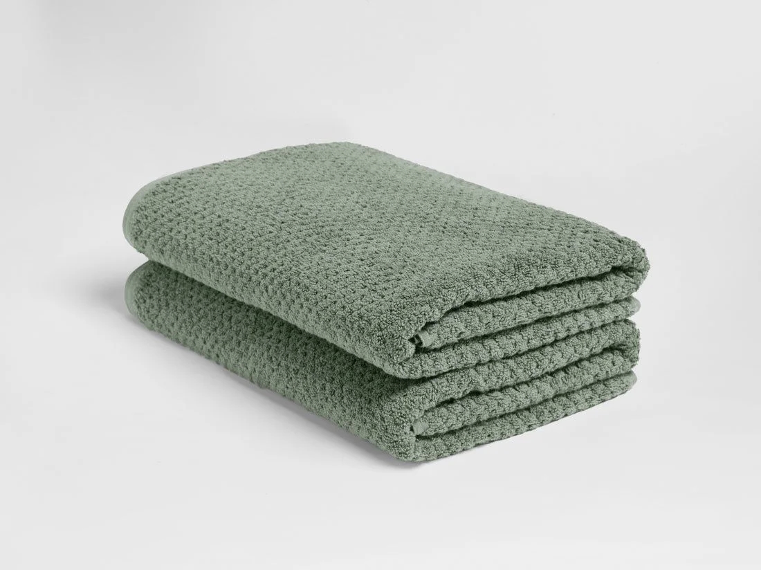 Douchelakens dots stone green 70x140 - 2 st