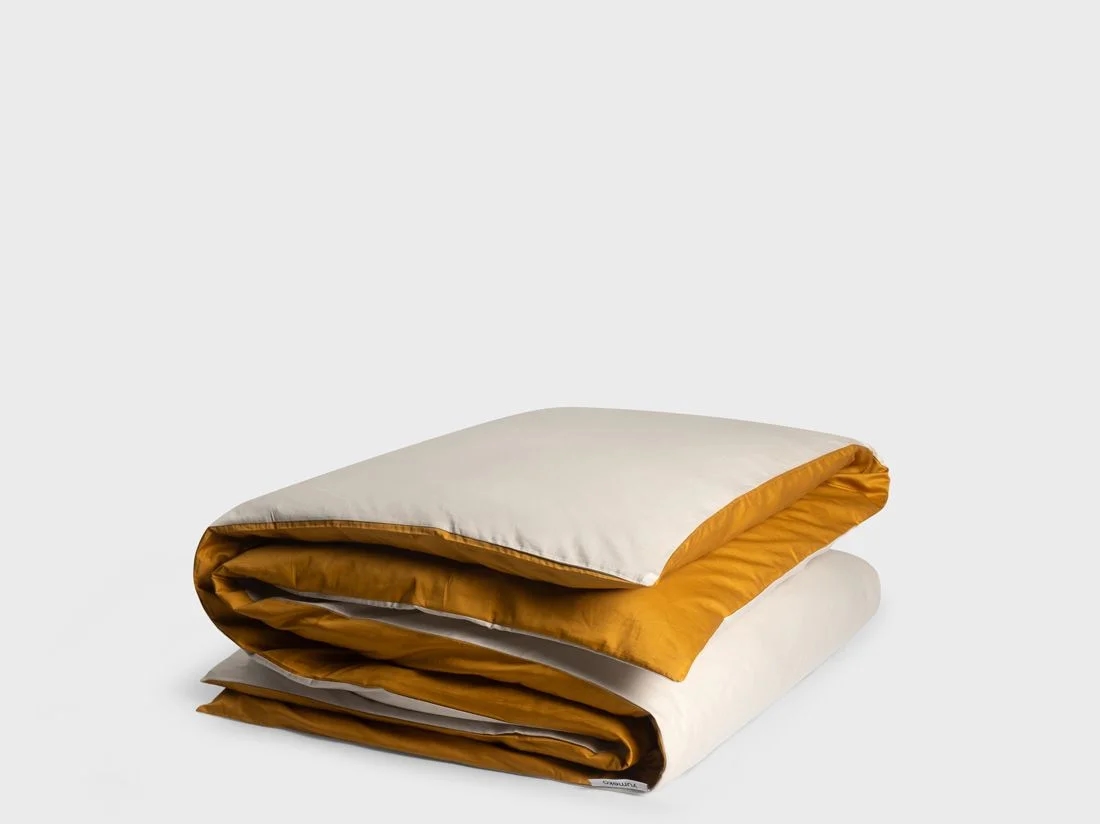 Dekbedovertrek katoen satijn double face sandy/gold - zonder slopen