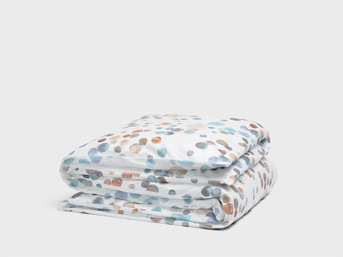 Dekbedovertrek katoensatijn watercolor dots multicolor - zonder slopen