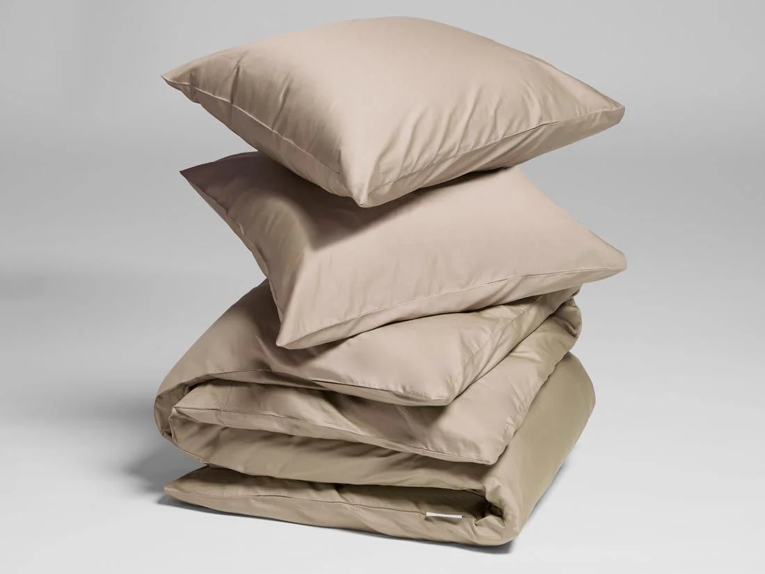 Dekbedovertrek katoen satijn warm taupe