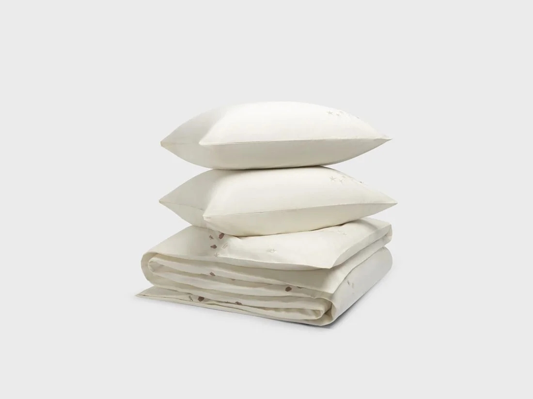 Dekbedovertrek katoen satijn warm white seashell