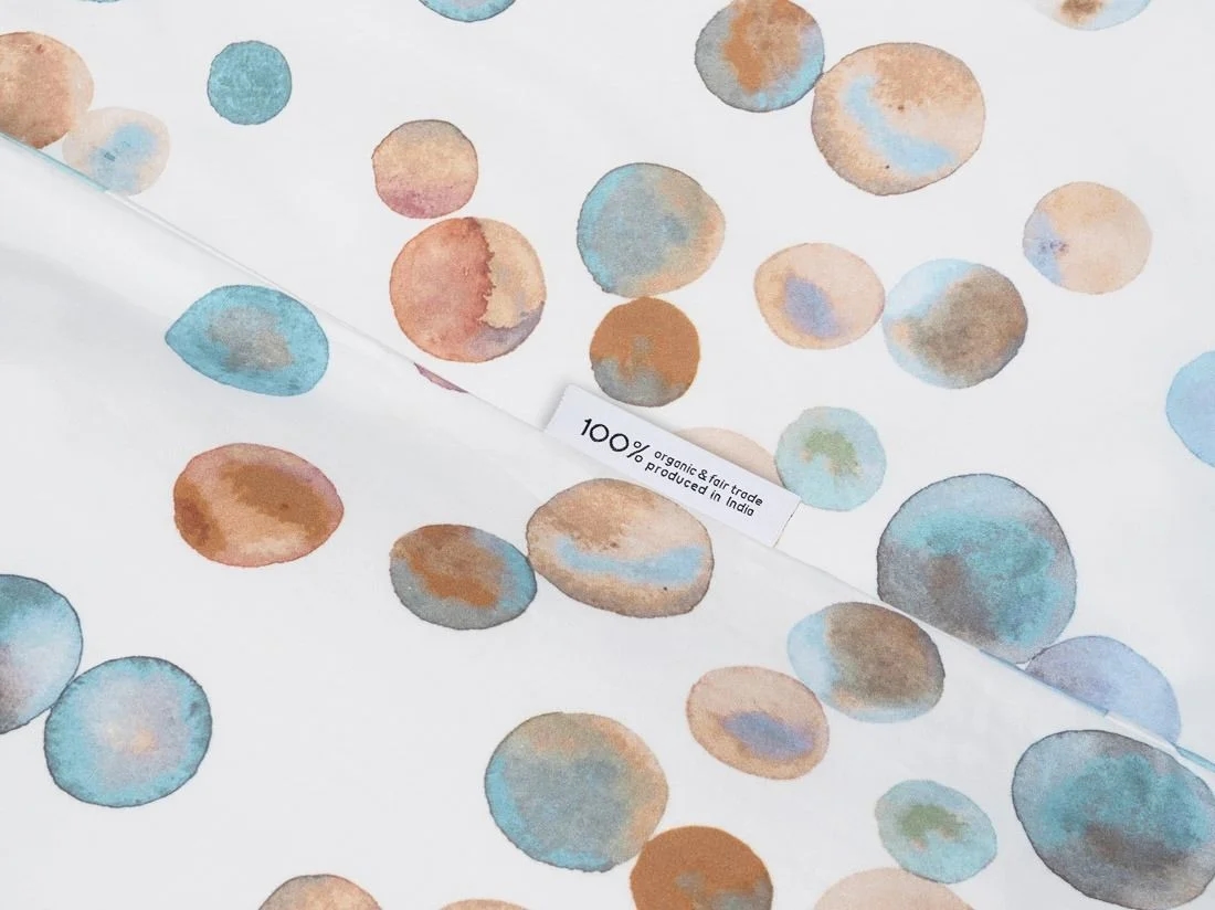 Dekbedovertrek katoensatijn watercolor dots multicolor - zonder slopen