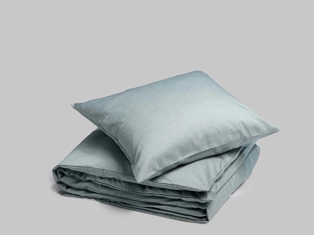 Dekbedovertrek katoen Tencel™ green chambray 140x220 + 1/60x70