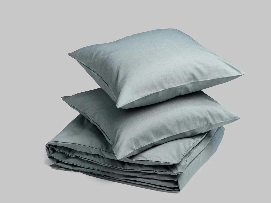 Dekbedovertrek katoen Tencel™ green chambray 200x220 + 2/60x70