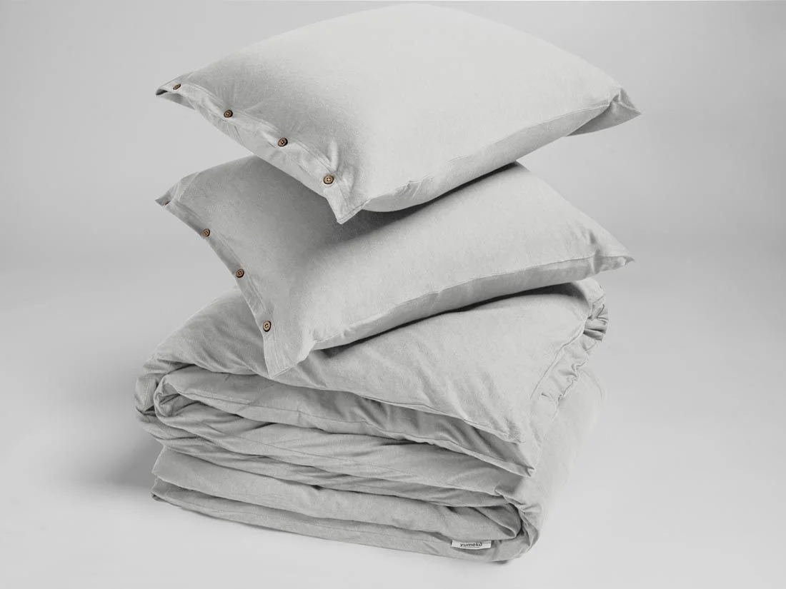 Dekbedovertrek jersey white grey