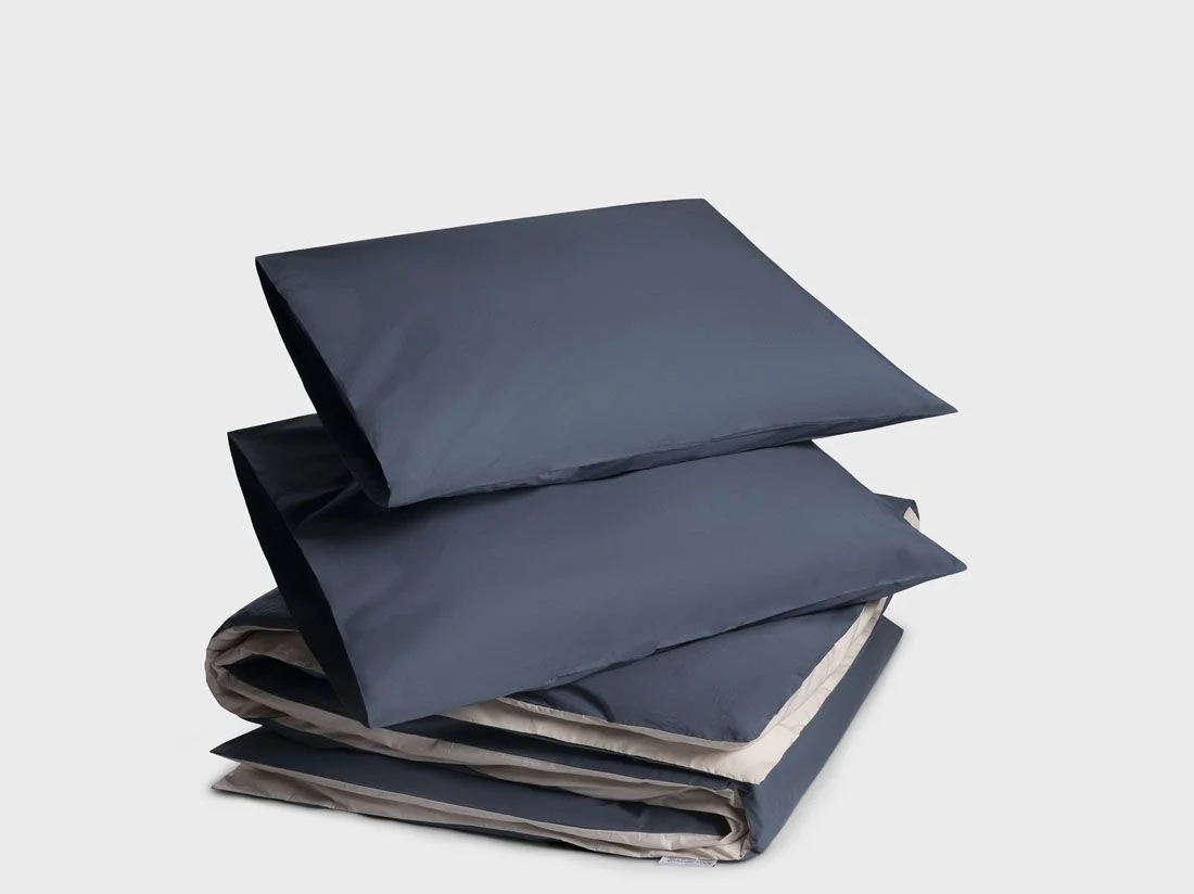 Dekbedovertrek percal katoen double face blue/sand 200x220 + 2/60x70