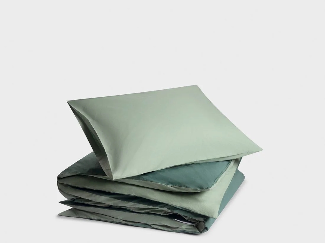 Dekbedovertrek percal katoen double face jade/forest green 140x220 + 1/60x70