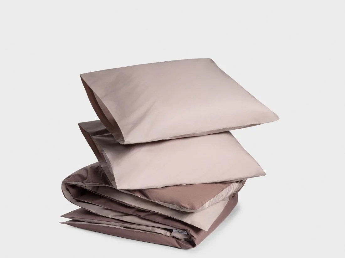 Dekbedovertrek percal katoen double face rose/mauve