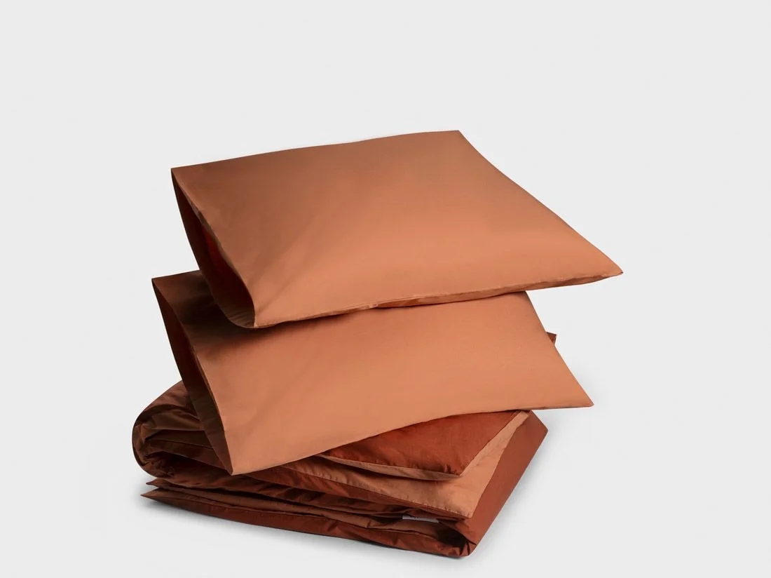 Dekbedovertrek percal katoen double face terracotta/rusty red