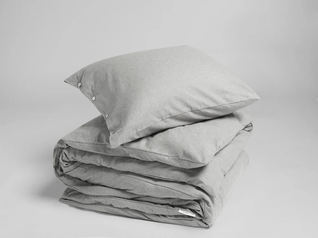Dekbedovertrek flanel light grey 140x220 + 1/60x70
