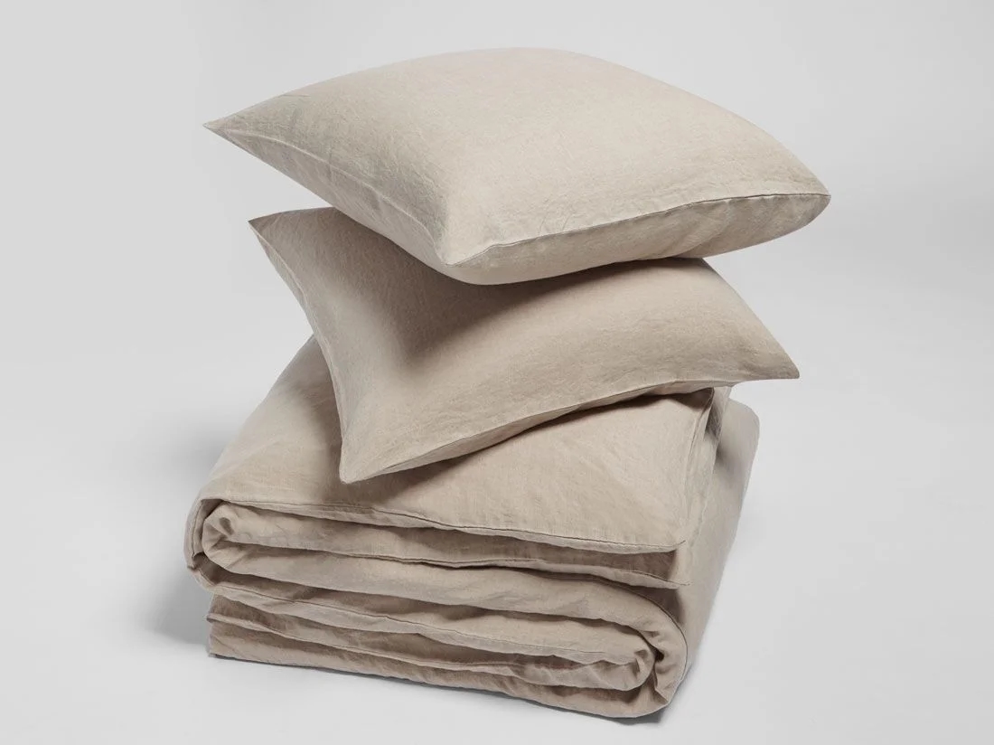 Dekbedovertrek gewassen linnen natural