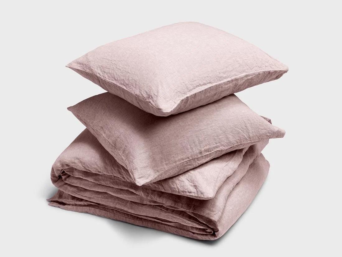 Dekbedovertrek gewassen linnen rose chambray