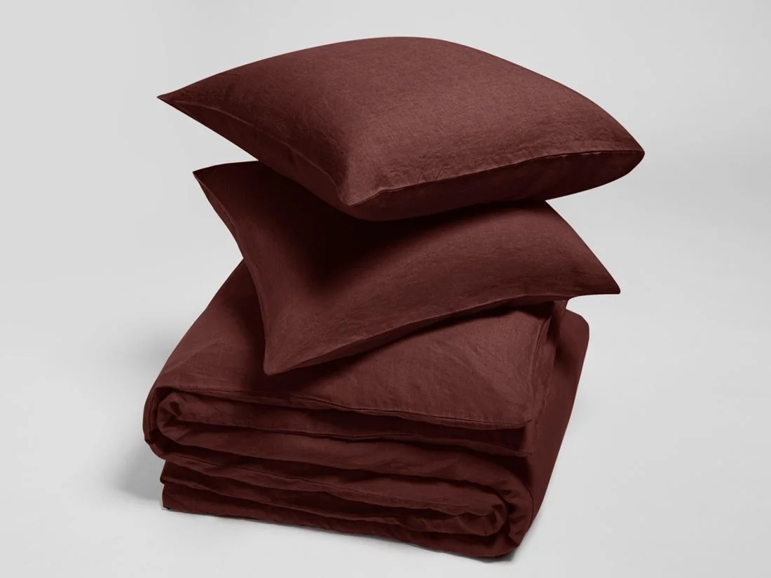 Dekbedovertrek gewassen linnen rosewood