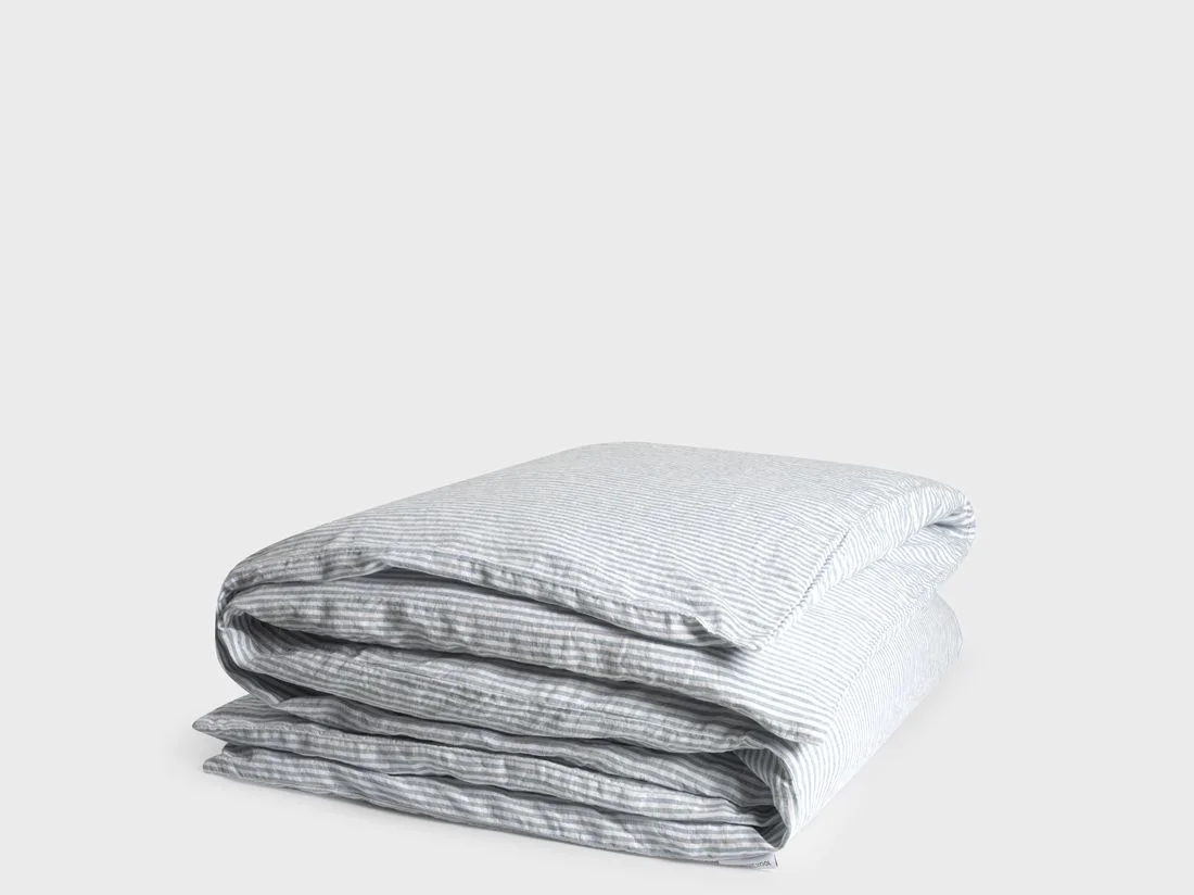 Dekbedovertrek gewassen linnen blue stripe - zonder slopen