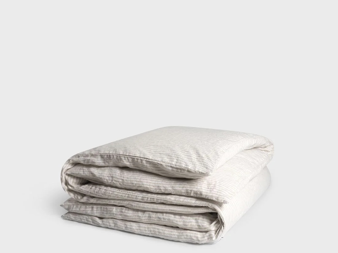 Dekbedovertrek gewassen linnen natural stripe - zonder slopen