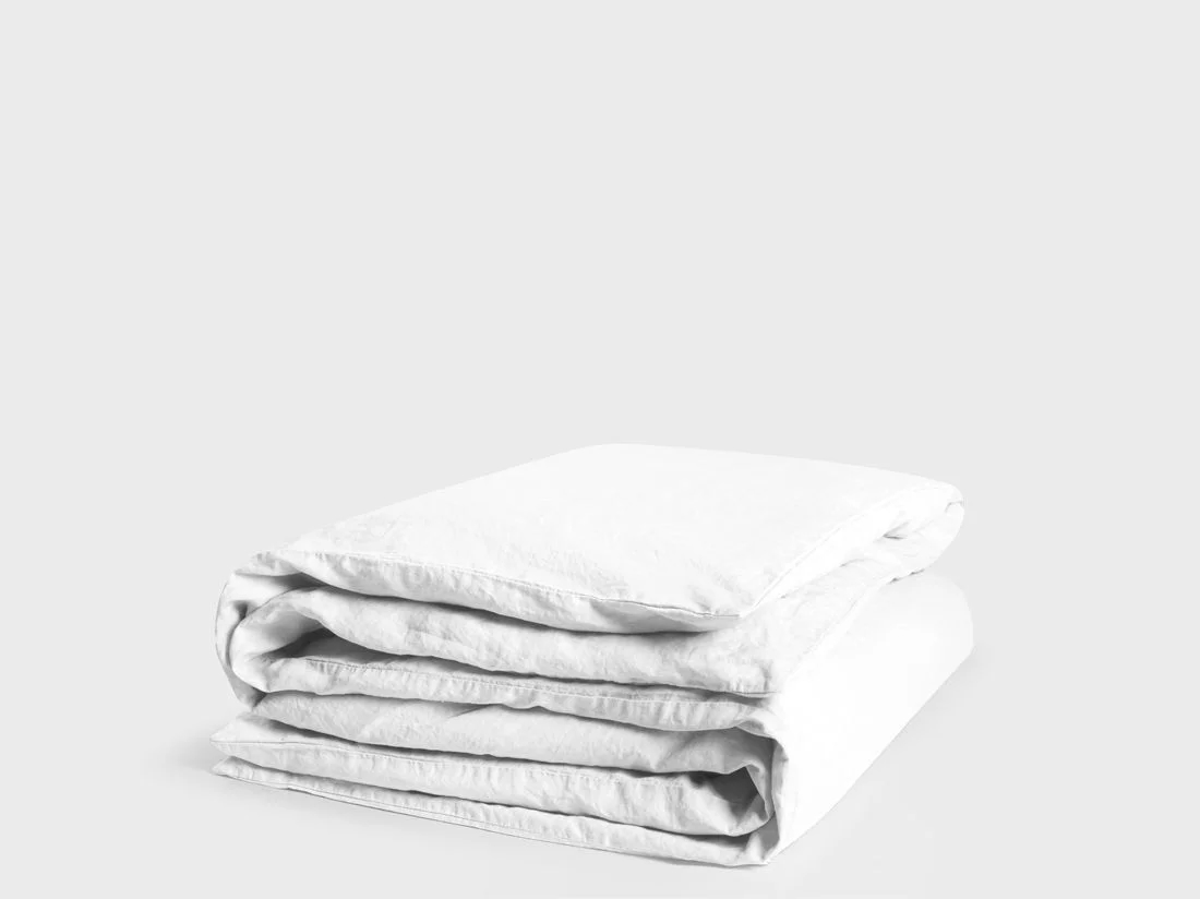 Dekbedovertrek gewassen linnen pure white - zonder slopen