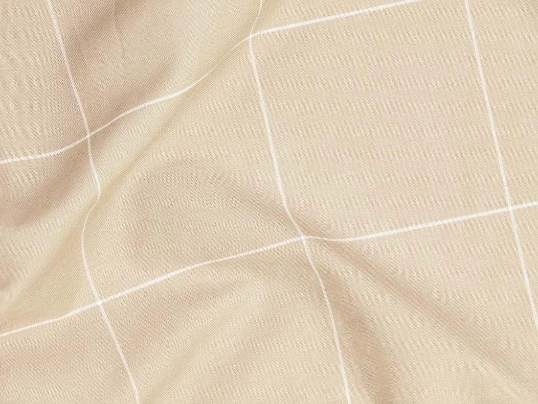 Dekbedovertrek katoen TENCEL™ double face latte check/chambray
