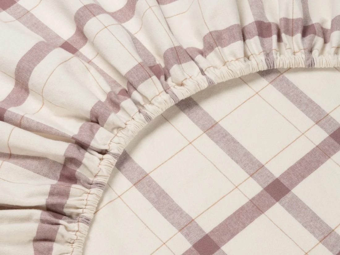 Hoeslaken flanel mauve check