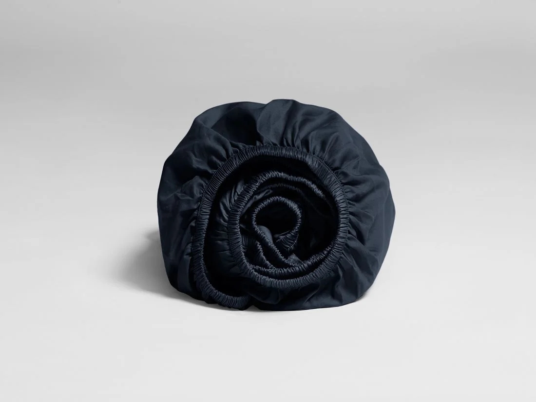 Hoeslaken katoen satijn blueberry