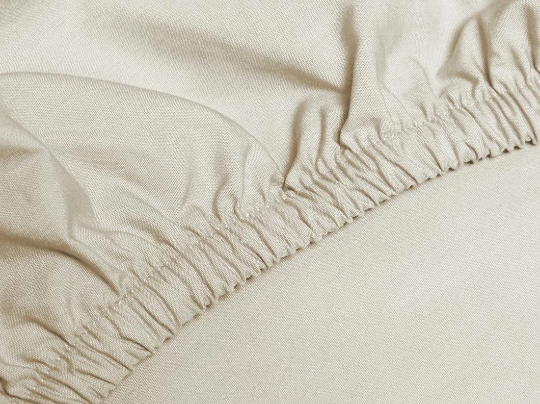 Hoeslaken katoen satijn sandy grey