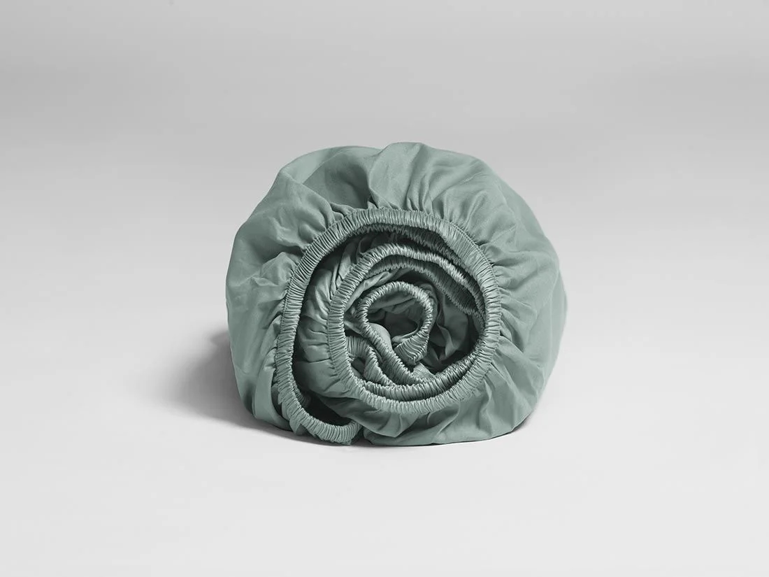 Hoeslaken katoen satijn sea green