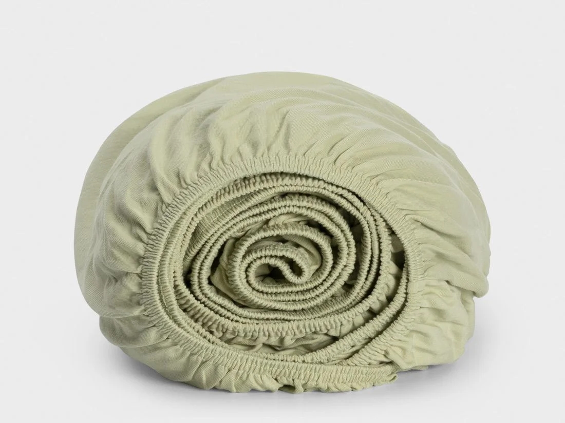 Kinderhoeslaken jersey pistachio green 70x145x15