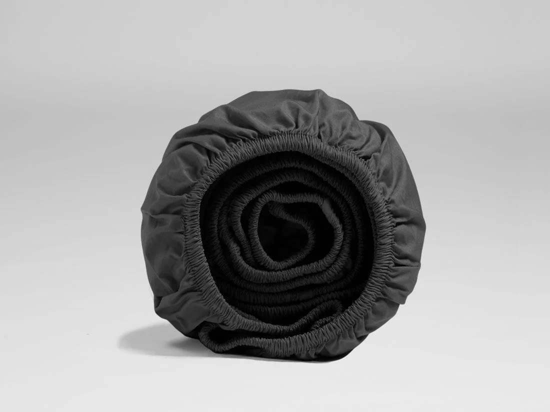 Hoeslaken percal katoen dark grey