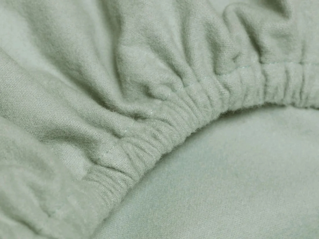 Hoeslaken flanel pale green 90x210x30