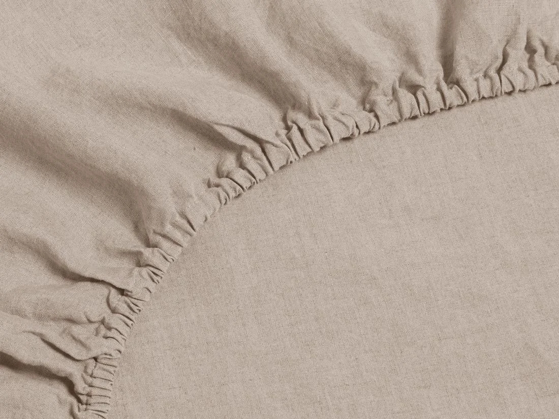 Hoeslaken gewassen linnen dusty rose