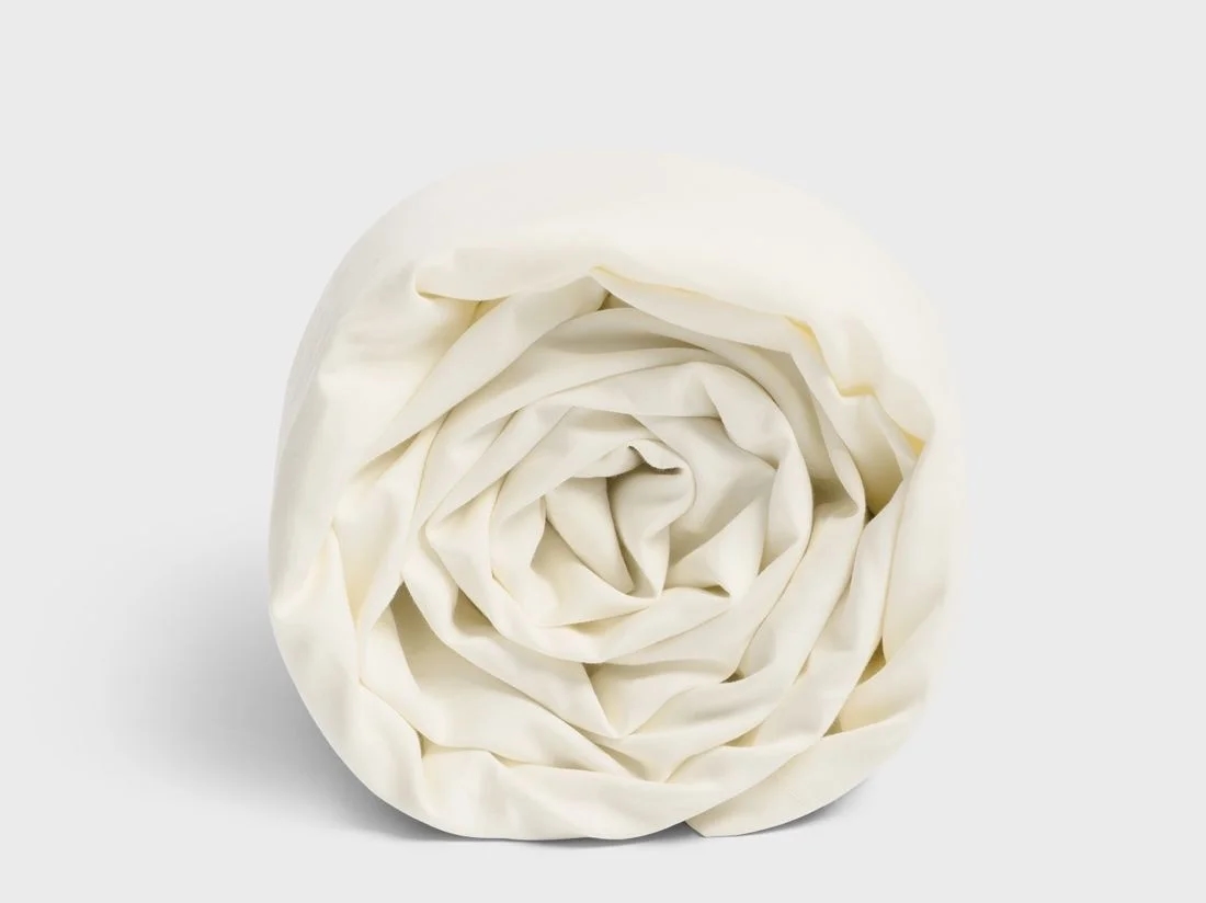 Kinderlaken katoen satijn warm white feather