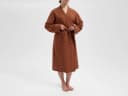 Kimono badjas gewassen linnen almond brown