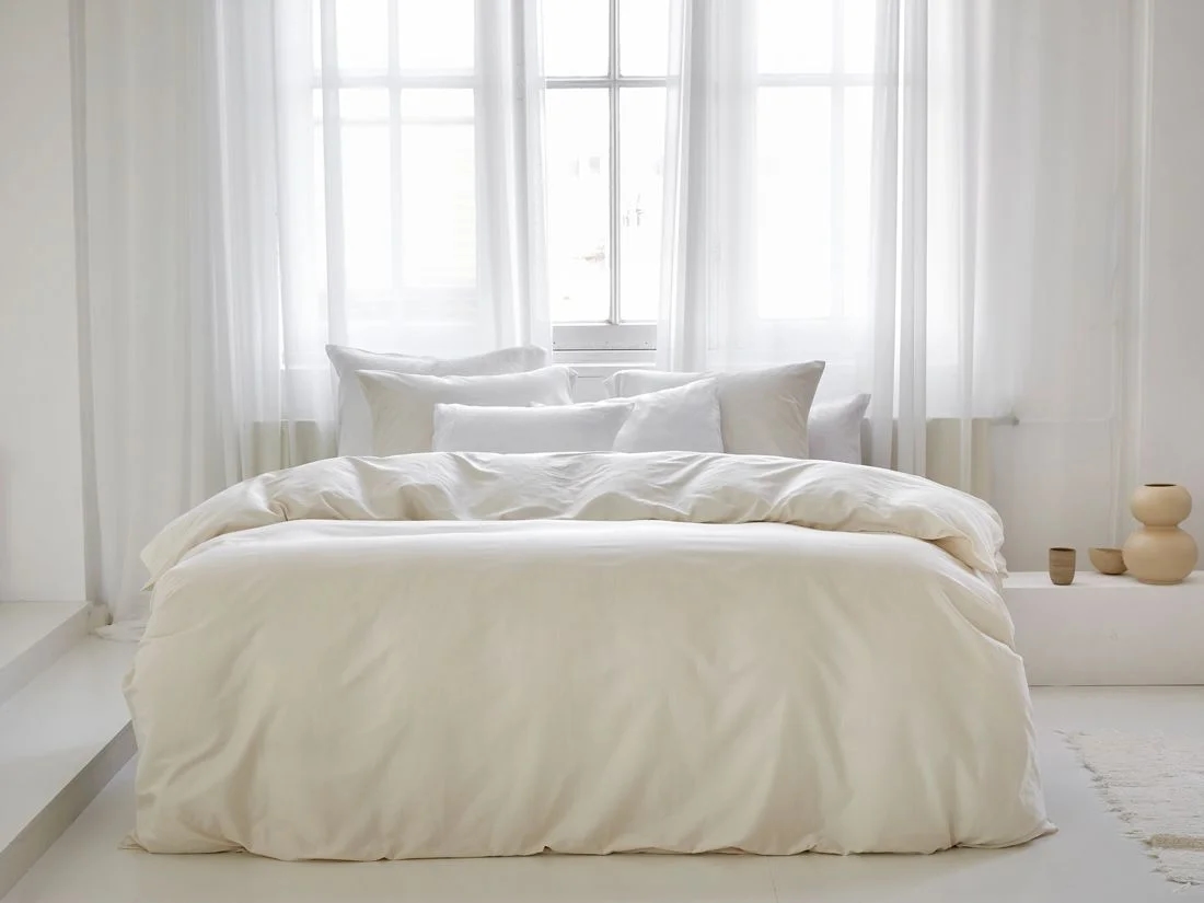 Dekbedovertrek katoen satijn natural