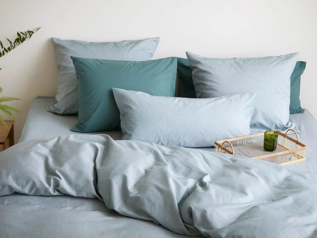 Dekbedovertrek katoen TENCEL™ green chambray
