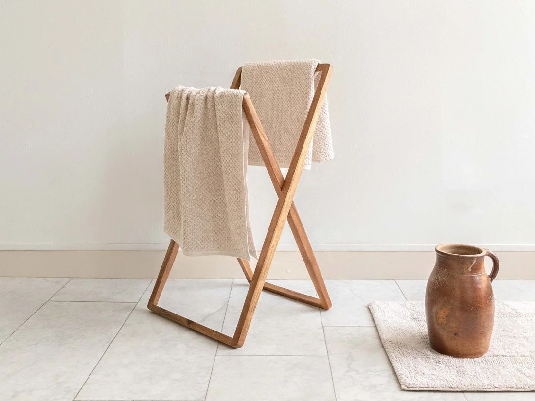 Douchelakens dots white sand 70x140 - 2 st