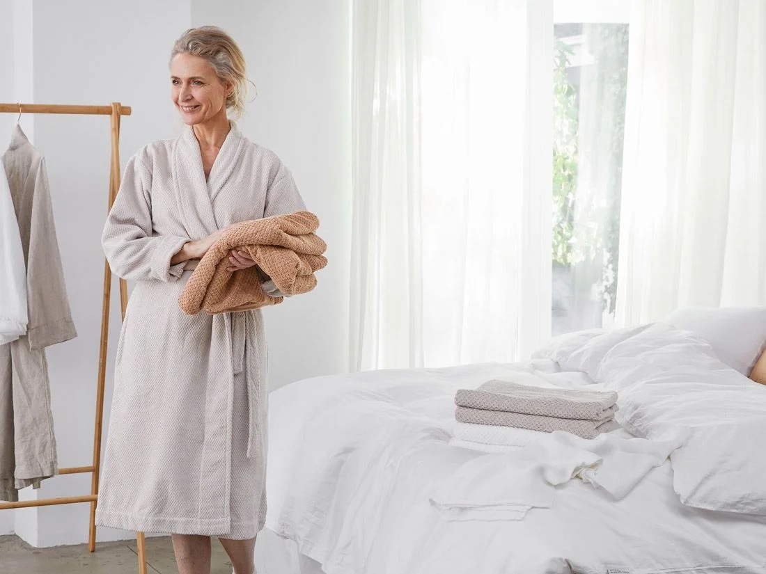 Douchelakens dots honey 70x140 - 2 st