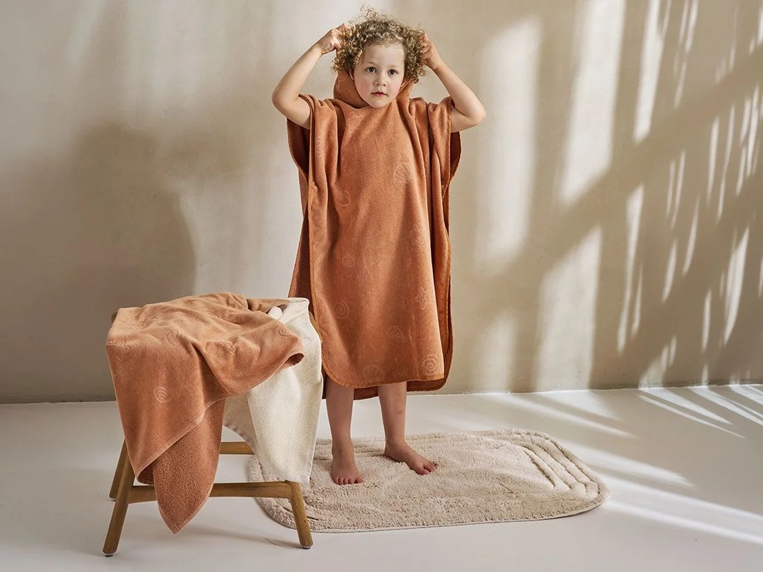 Badponcho velours seashell terracotta