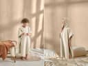 Badponcho velours seashell soft sand