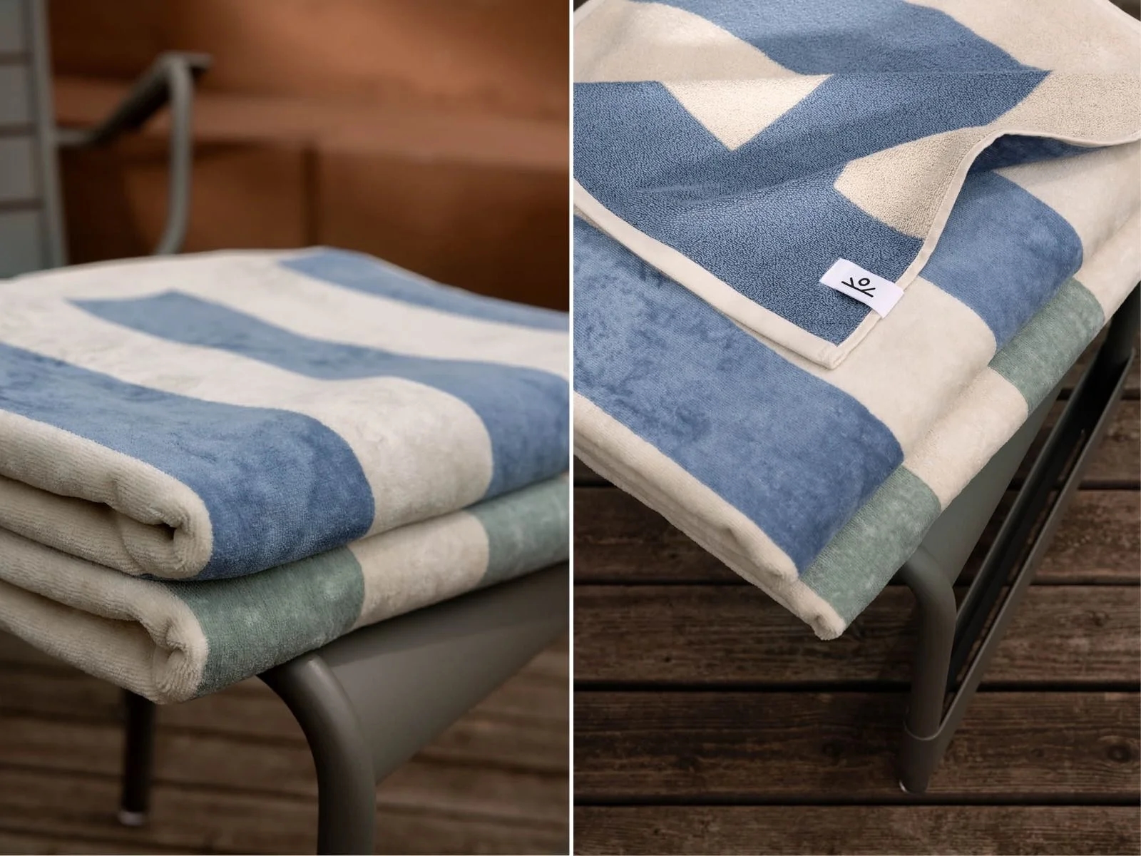 Strandlaken velours faded blue stripe 100x180 - 1 st