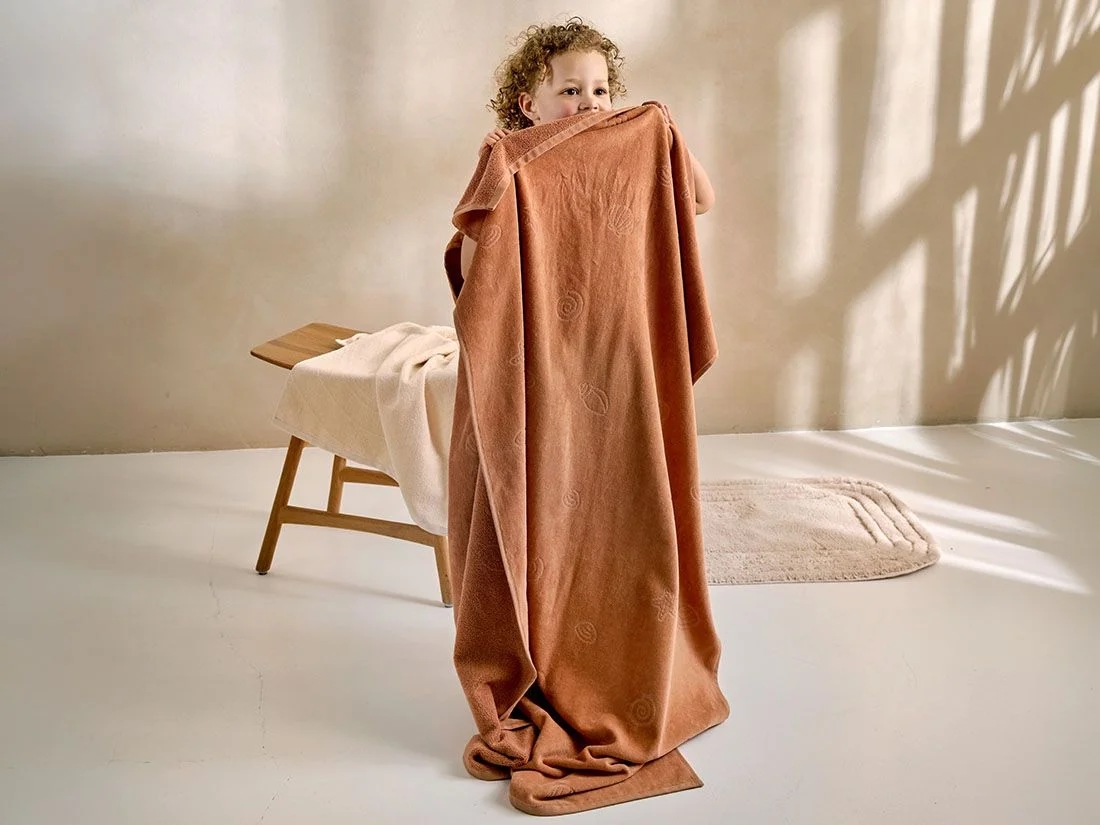 Strandlaken velours seashell terracotta 86x140