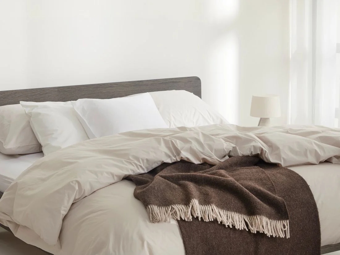 Merinowollen deken chestnut melange 150x210