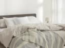 Merinowollen deken stripe natural/grey 150x220