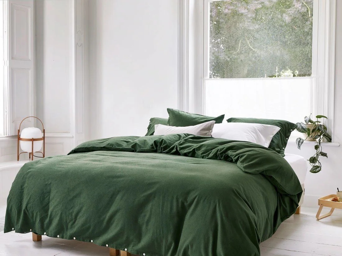 Dekbedovertrek flanel moss green